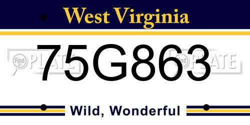 75G863 West Virginia License Plate