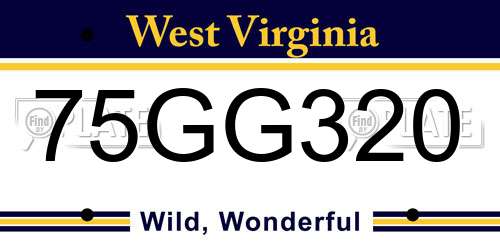 75GG320 West Virginia License Plate