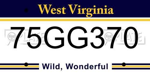 75GG370 West Virginia License Plate