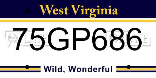 75GP686 West Virginia License Plate