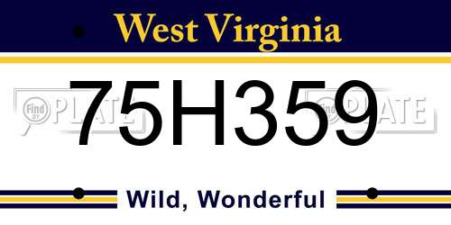 75H359 West Virginia License Plate