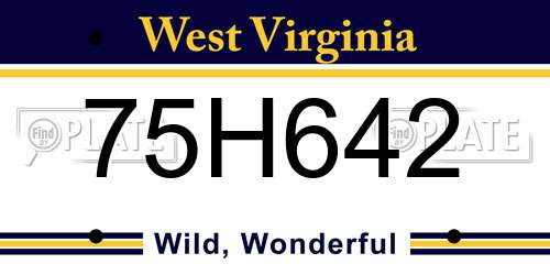 75H642 West Virginia License Plate