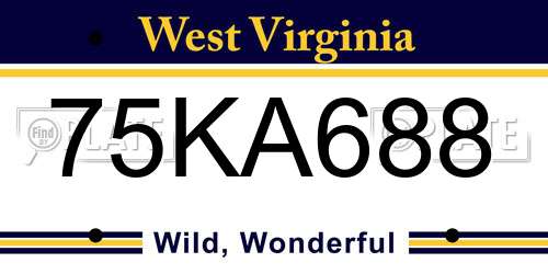 75KA688 West Virginia License Plate