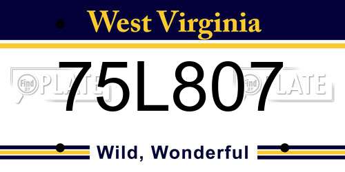 75L807 West Virginia License Plate