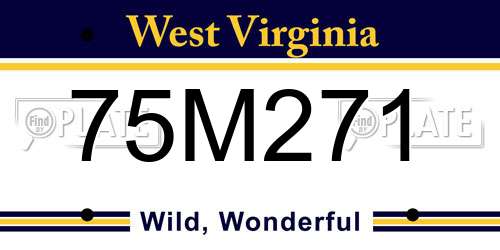 75M271 West Virginia License Plate
