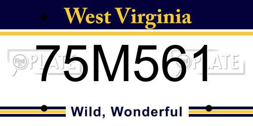 75M561 West Virginia License Plate