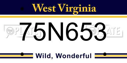 75N653 West Virginia License Plate