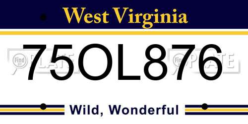 75OL876 West Virginia License Plate