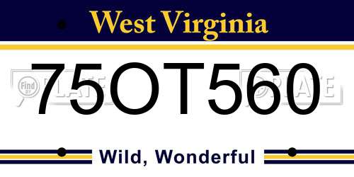 75OT560 West Virginia License Plate