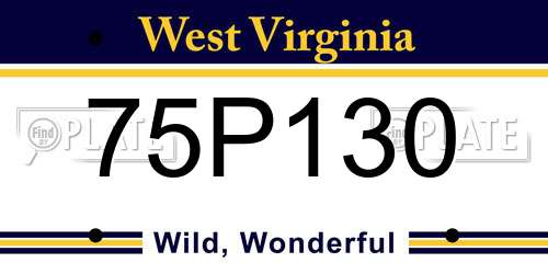 75P130 West Virginia License Plate