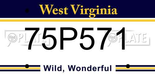 75P571 West Virginia License Plate