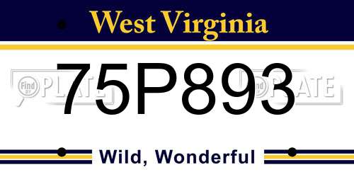 75P893 West Virginia License Plate