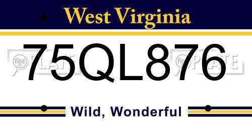 75QL876 West Virginia License Plate