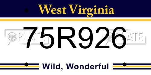 75R926 West Virginia License Plate