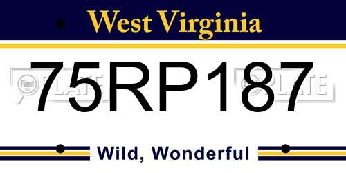 75RP187 West Virginia License Plate