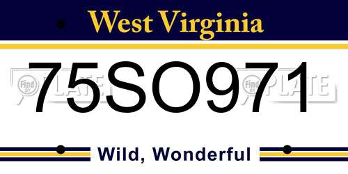 75SO971 West Virginia License Plate