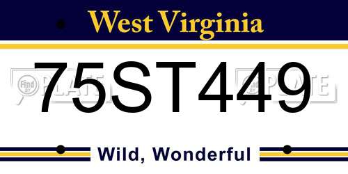 75ST449 West Virginia License Plate