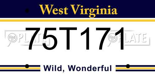 75T171 West Virginia License Plate