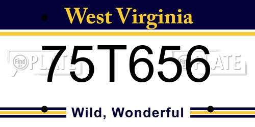 75T656 West Virginia License Plate