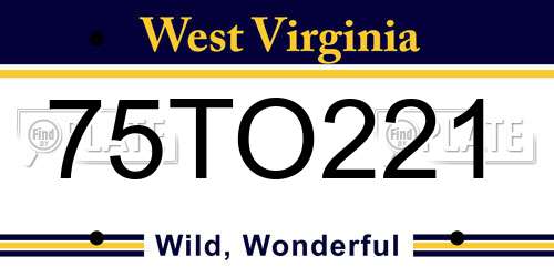 75TO221 West Virginia License Plate