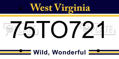 75TO721 West Virginia License Plate