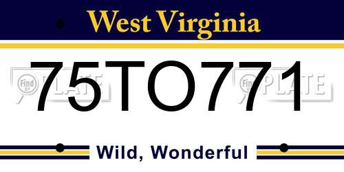 75TO771 West Virginia License Plate