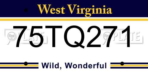 75TQ271 West Virginia License Plate