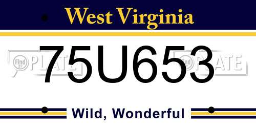 75U653 West Virginia License Plate