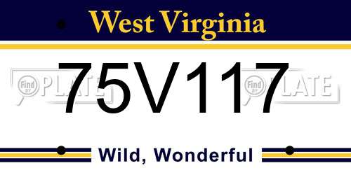 75V117 West Virginia License Plate