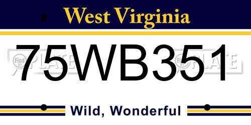 75WB351 West Virginia License Plate