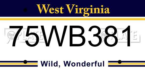 75WB381 West Virginia License Plate