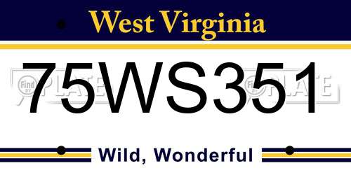 75WS351 West Virginia License Plate