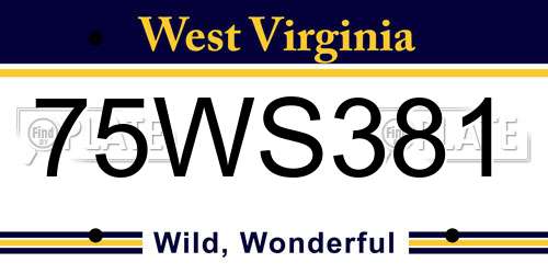 75WS381 West Virginia License Plate