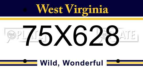 75X628 West Virginia License Plate