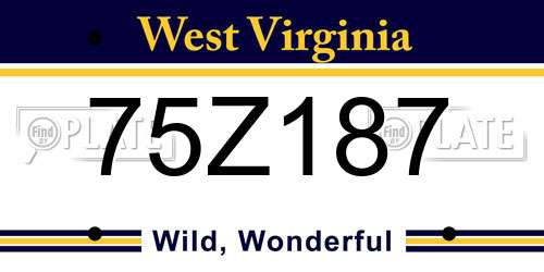 75Z187 West Virginia License Plate