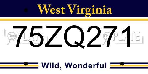 75ZQ271 West Virginia License Plate