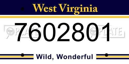 7602801 West Virginia License Plate