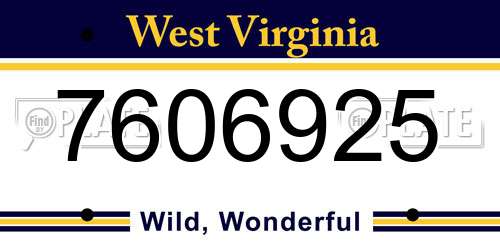 7606925 West Virginia License Plate