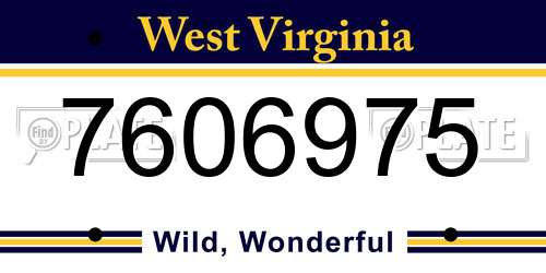 7606975 West Virginia License Plate