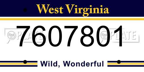 7607801 West Virginia License Plate