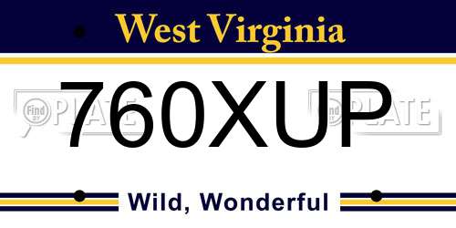 760XUP West Virginia License Plate