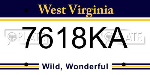 7618KA West Virginia License Plate