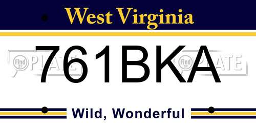 761BKA West Virginia License Plate