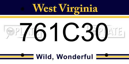 761C30 West Virginia License Plate