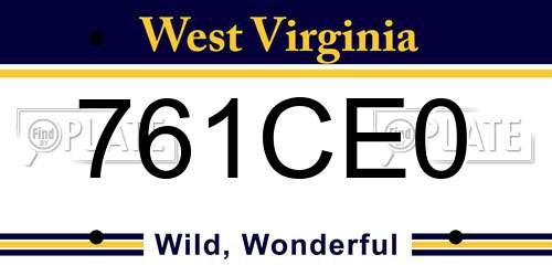 761CE0 West Virginia License Plate