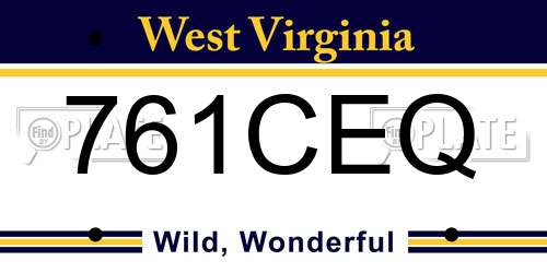 761CEQ West Virginia License Plate