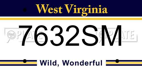 7632SM West Virginia License Plate