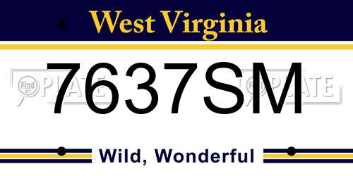 7637SM West Virginia License Plate