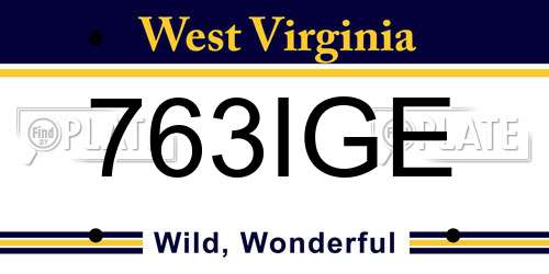 763IGE West Virginia License Plate