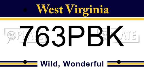 763PBK West Virginia License Plate